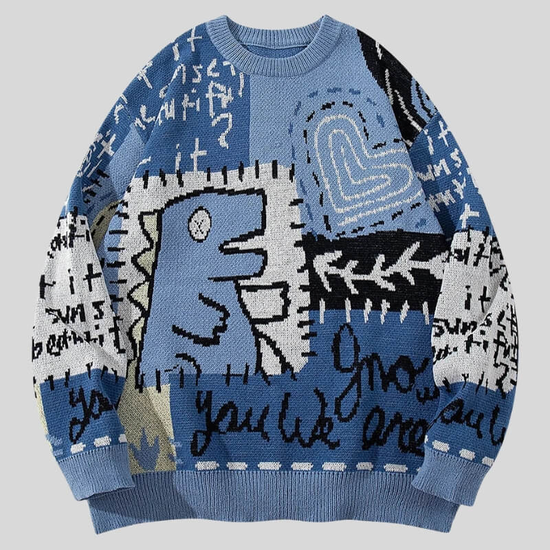 Men's Graphic Dinosaur Sweater