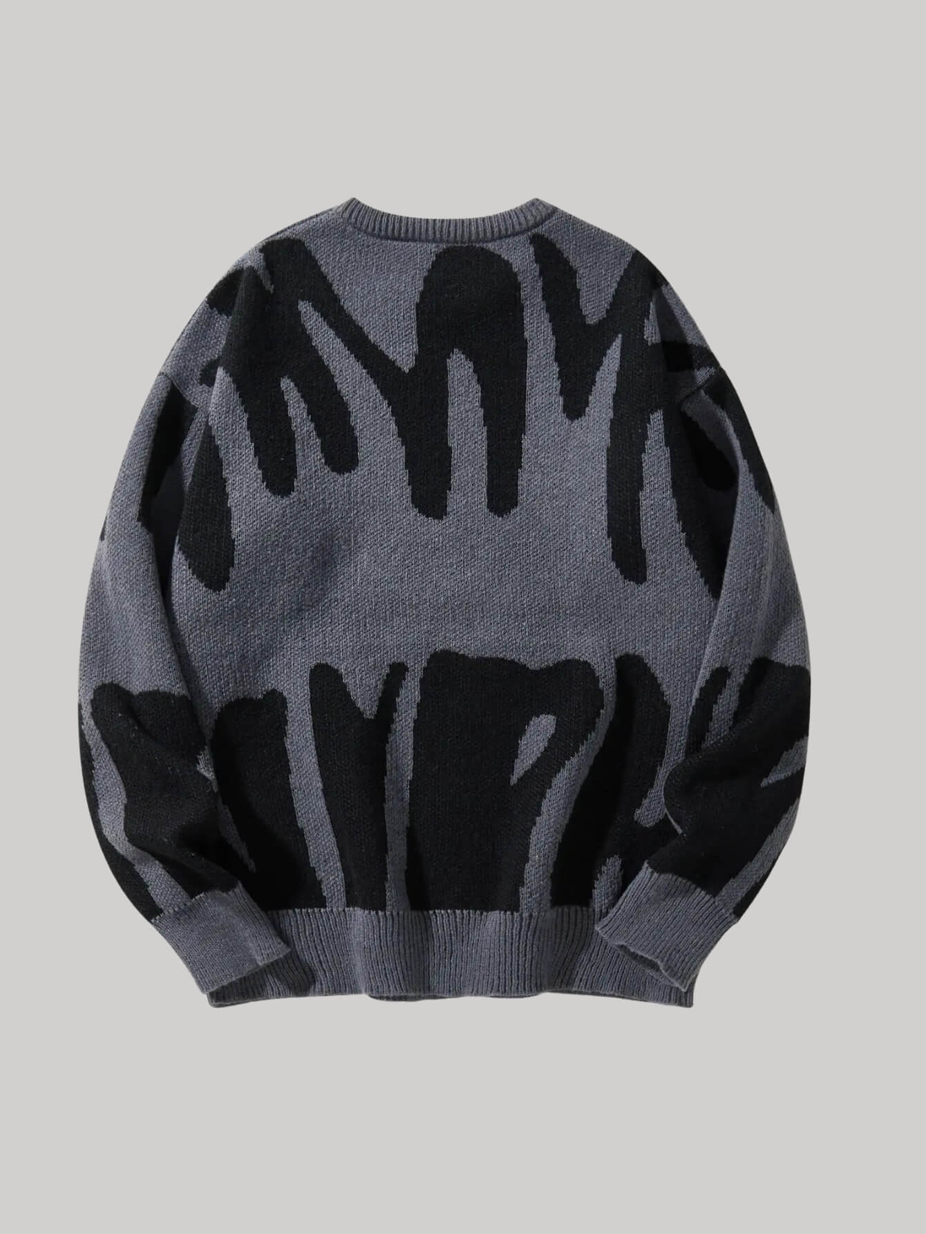 Men’s Oversized Black and Grey Abstract Sweater