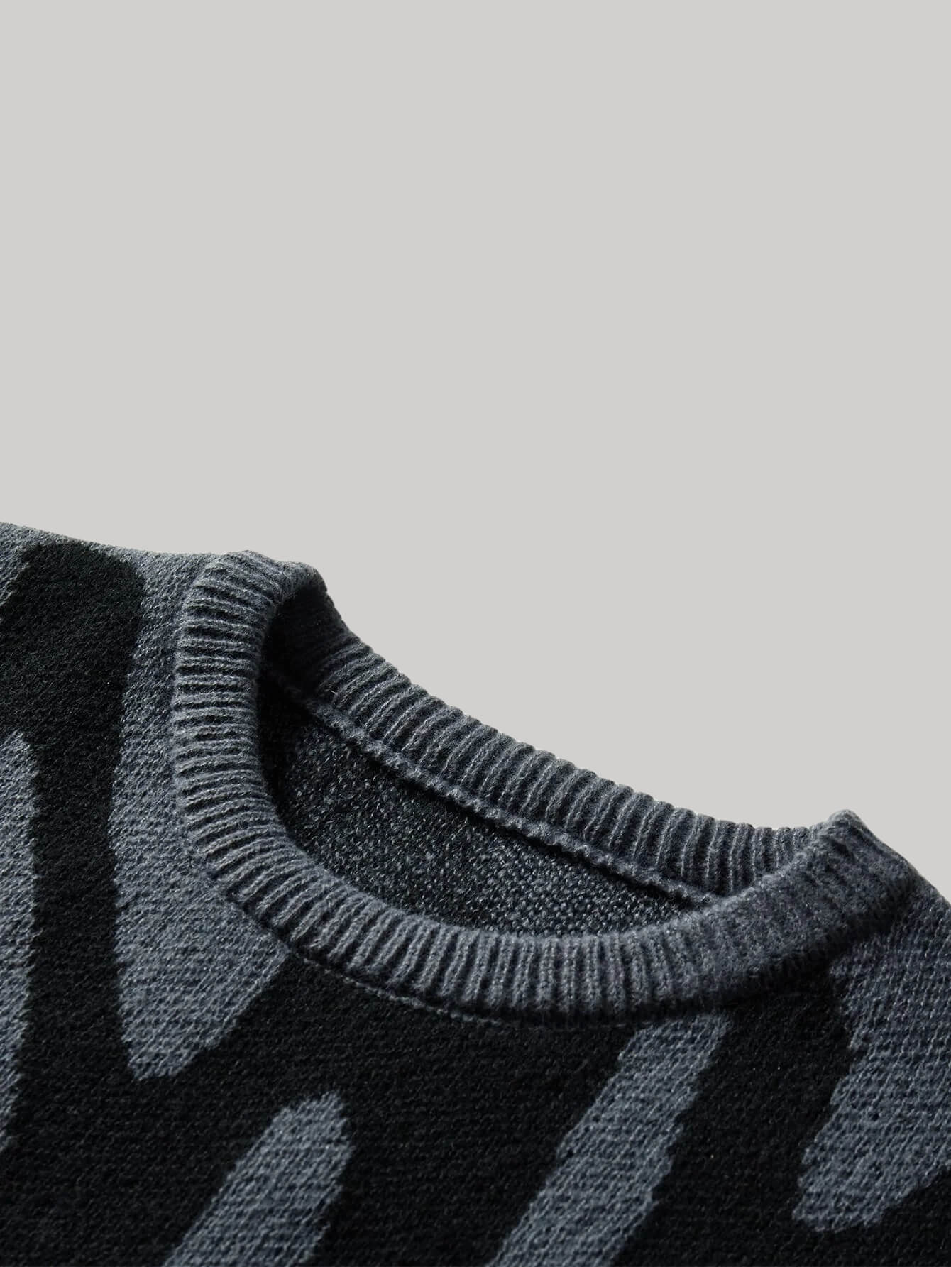 Men’s Oversized Black and Grey Abstract Sweater