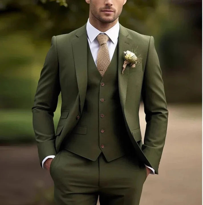 Men's Three-Piece Wedding Guest Suit for Classic Formal Style