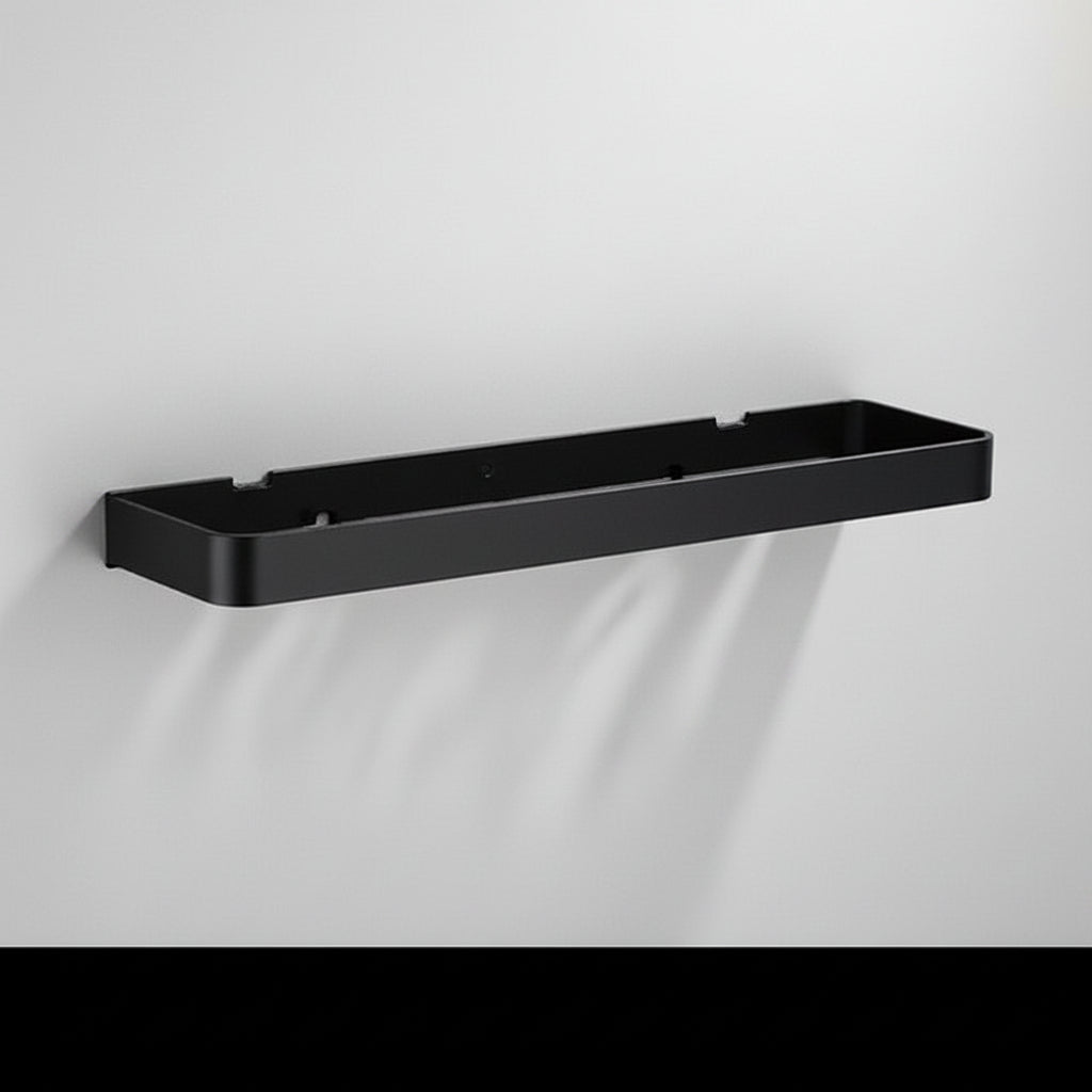 Black Aluminium Wall Shelf with Perforated Drainage Base