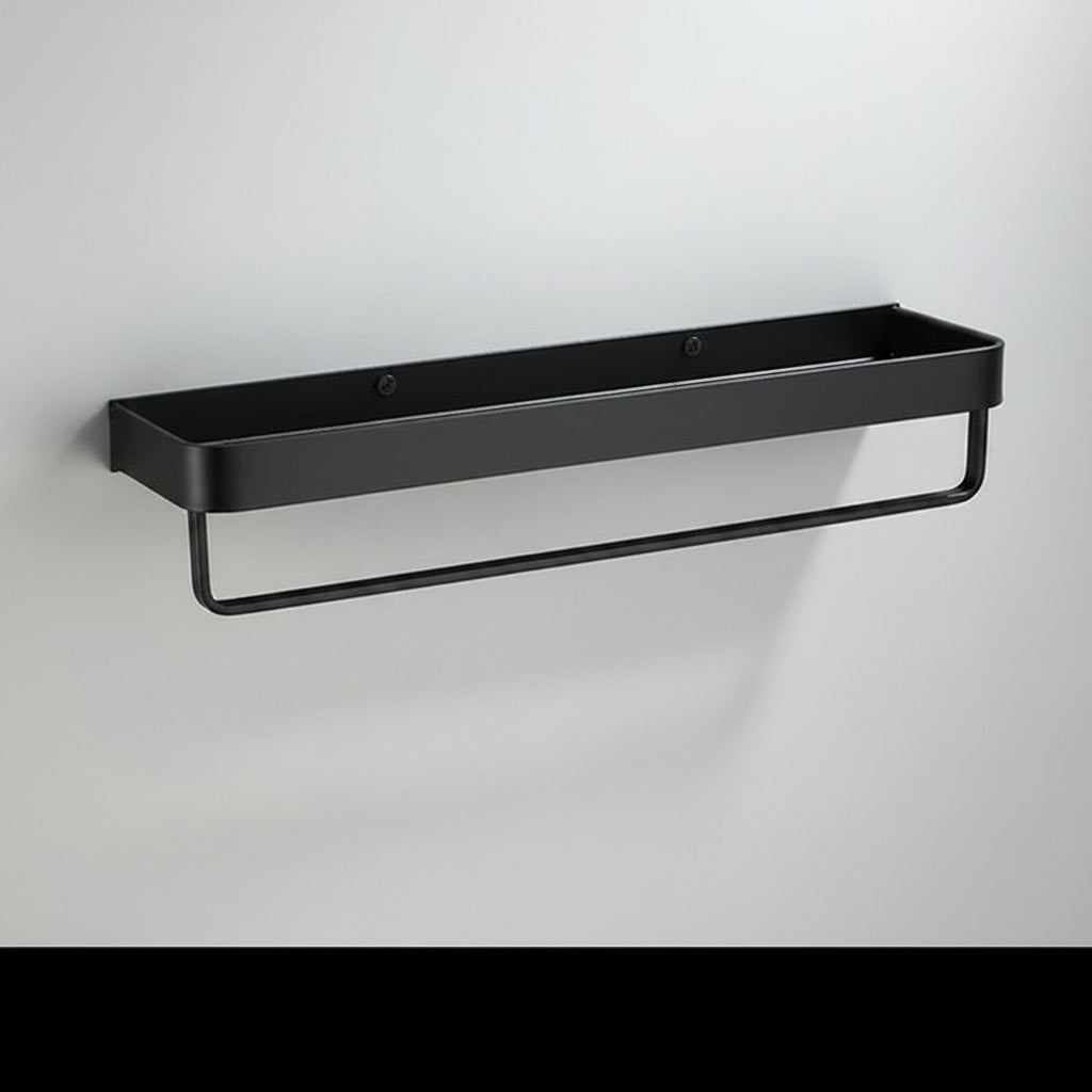 Black Aluminium Wall Shelf with Perforated Drainage Base