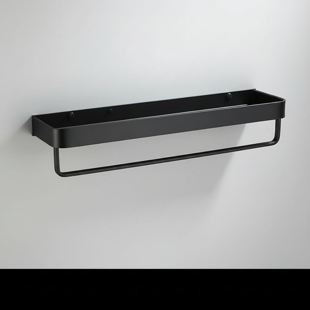 Black Aluminium Wall Shelf with Perforated Drainage Base