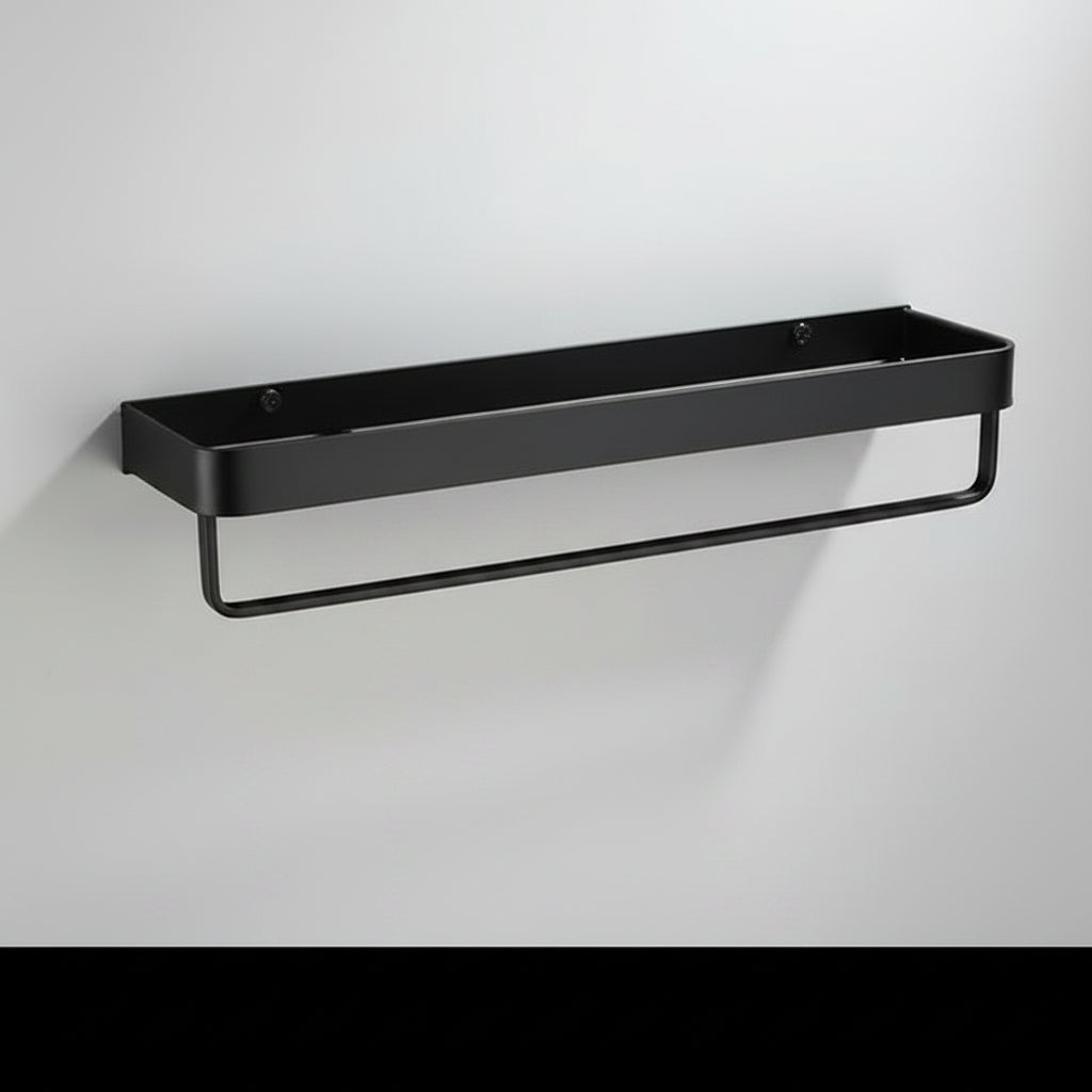 Black Aluminium Wall Shelf with Perforated Drainage Base