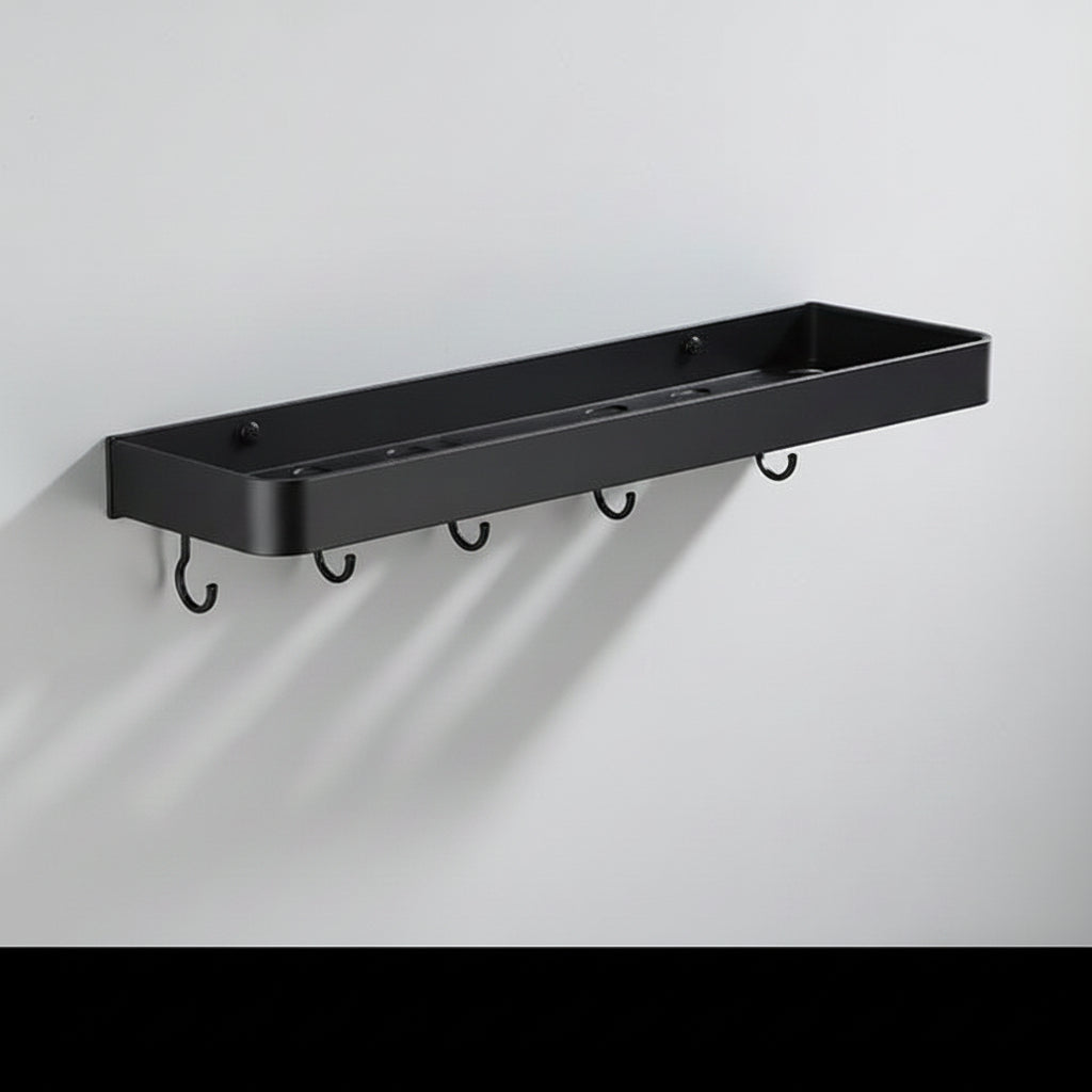 Black Aluminium Wall Shelf with Perforated Drainage Base