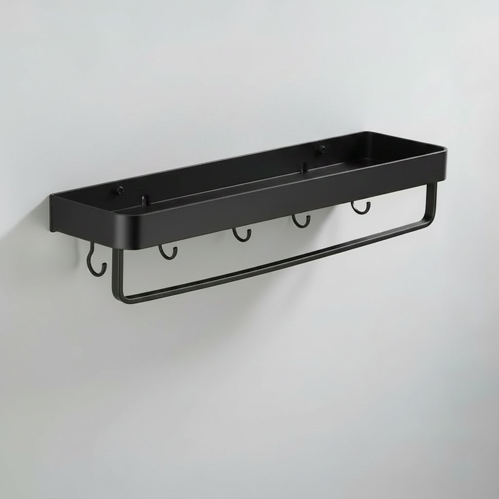 Black Aluminium Wall Shelf with Perforated Drainage Base