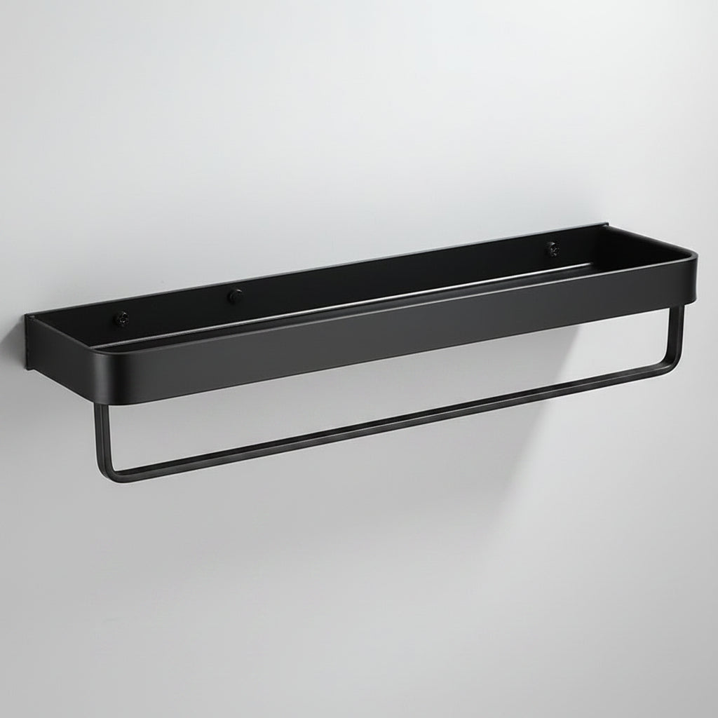 Black Aluminium Wall Shelf with Perforated Drainage Base
