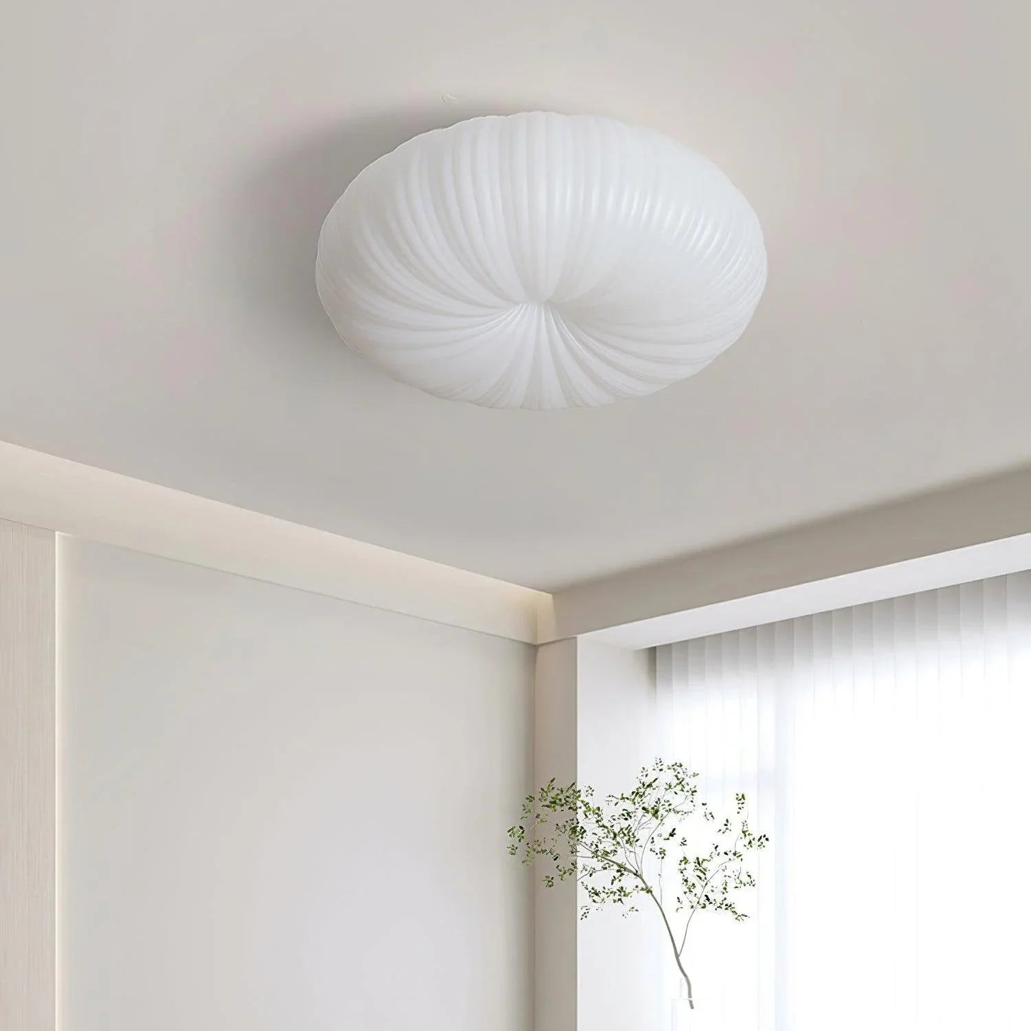 Minimalist Shell-Inspired Ceiling Light with Organic Japandi Design