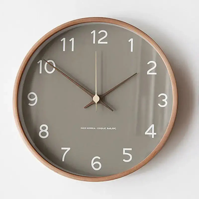 Modern Scandinavian Wooden Wall Clock with Silent Quartz Movement