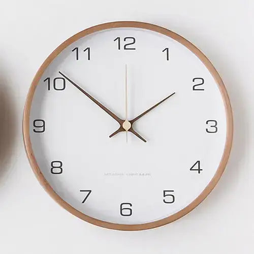 Modern Scandinavian Wooden Wall Clock with Silent Quartz Movement