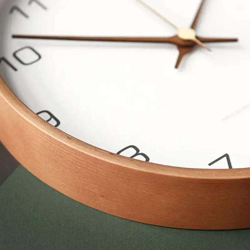 Modern Scandinavian Wooden Wall Clock with Silent Quartz Movement