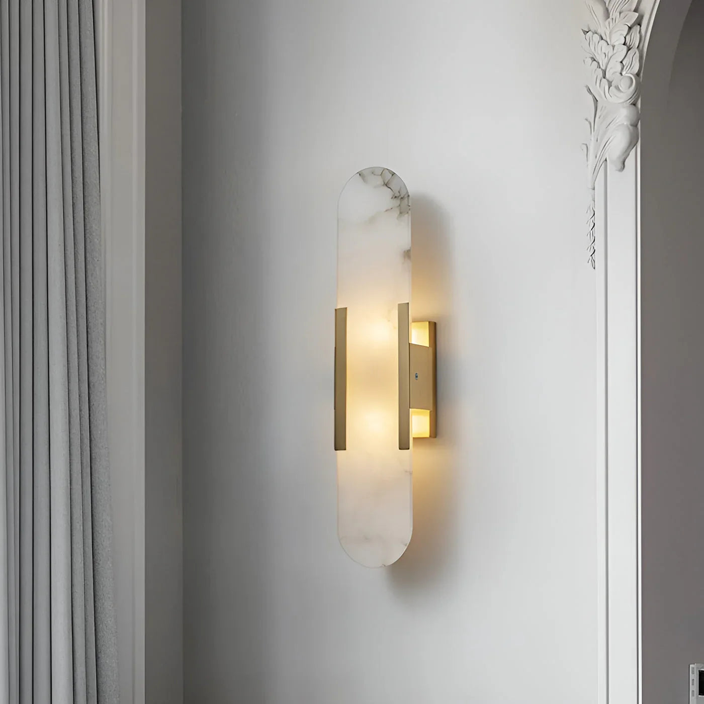 Modern Alabaster Wall Light with Gold Details