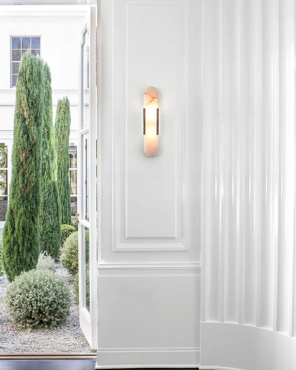 Modern Alabaster Wall Light with Gold Details