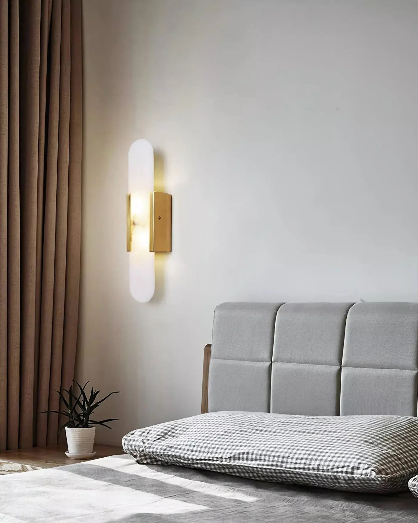 Modern Alabaster Wall Light with Gold Details