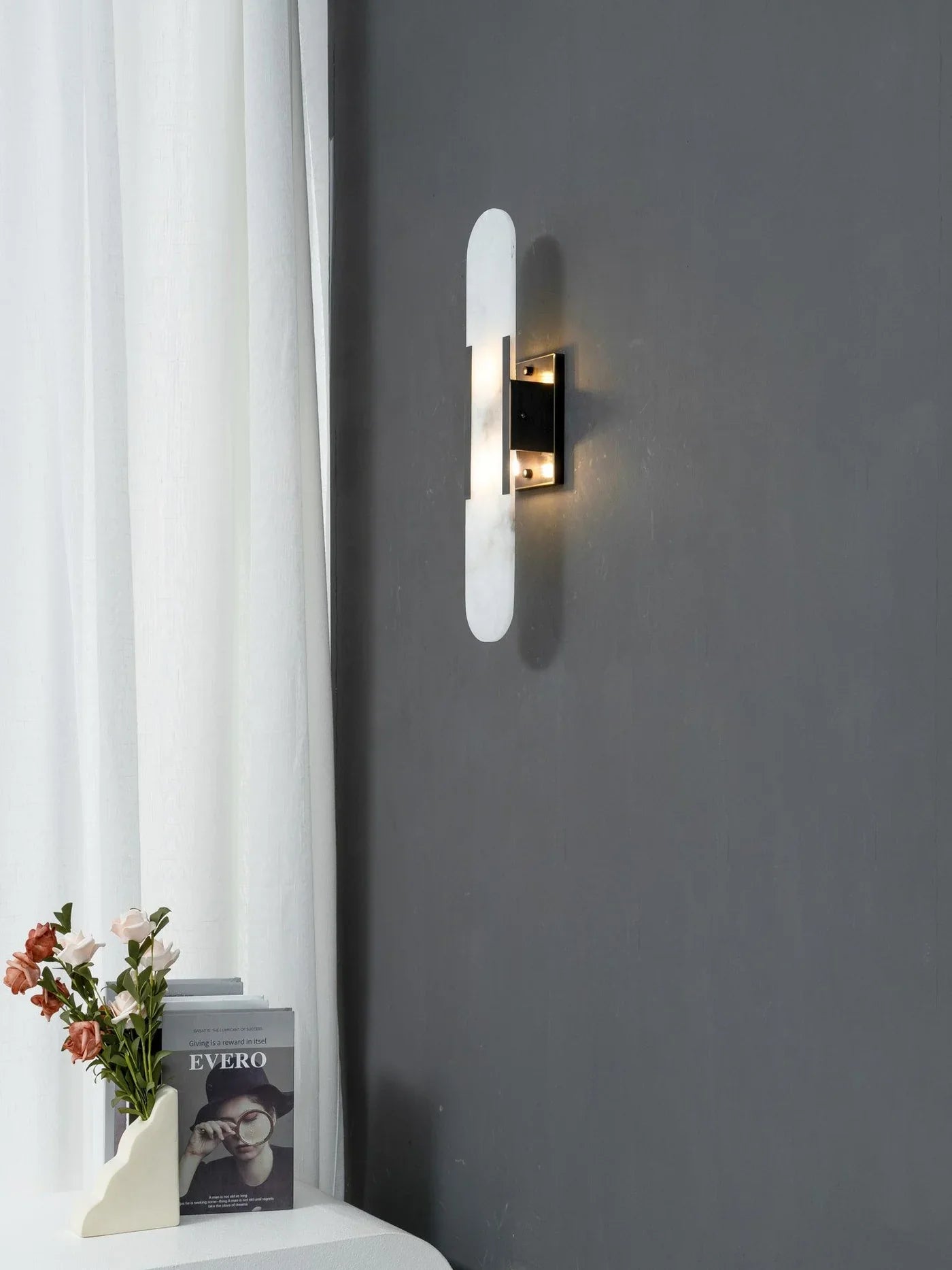 Modern Alabaster Wall Light with Gold Details