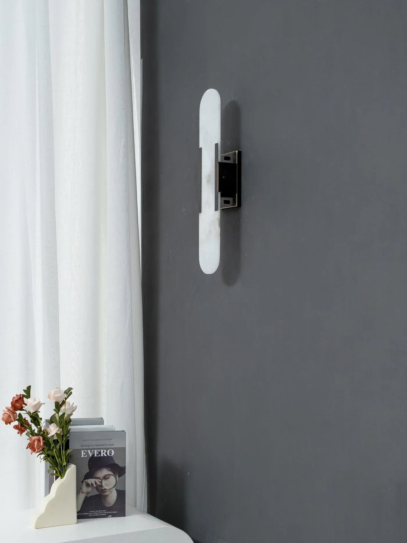 Modern Alabaster Wall Light with Gold Details
