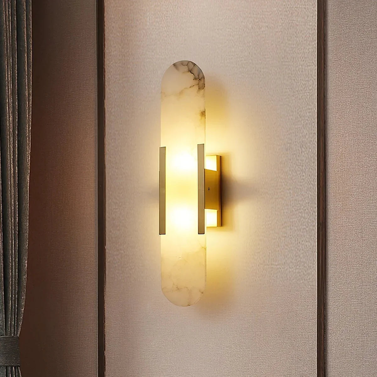 Modern Alabaster Wall Light with Gold Details