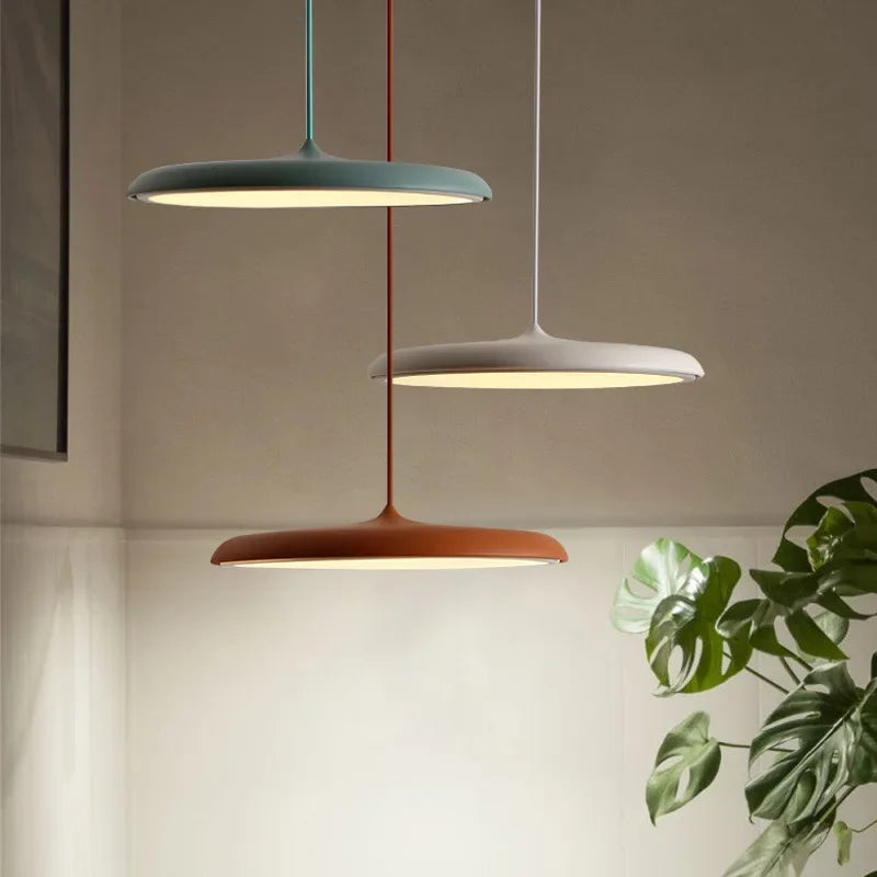 Modern LED Pendant Light – Ultra-Thin Disc Shade Ceiling Lamp for Living Room or Dining Room
