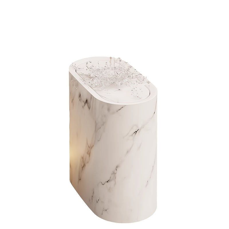 Modern Marble Trash Can with Lid, Oval Bathroom and Kitchen Waste Bin