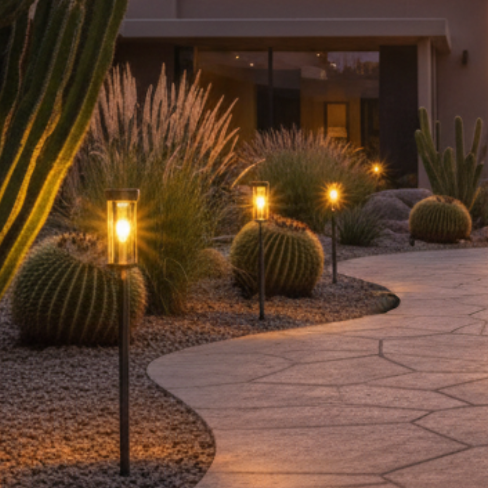 Modern Outdoor Garden Stake Lamps with Automatic Dusk-to-Dawn Lighting