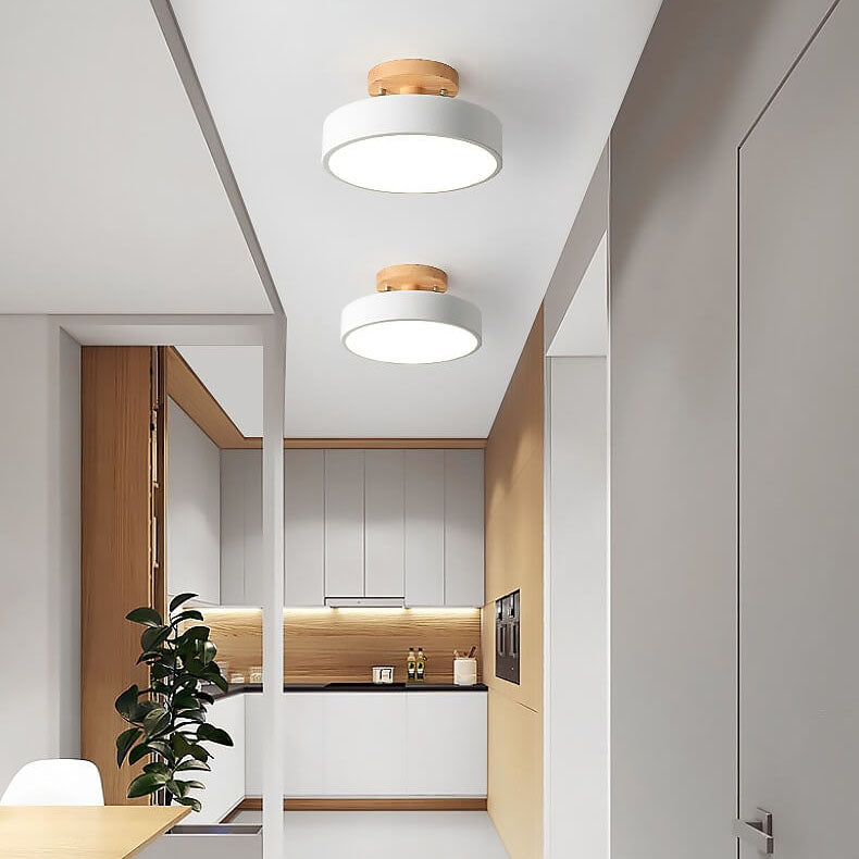 Modern Round Semi-Flush Mount LED Ceiling Light with Adjustable Color Temperature