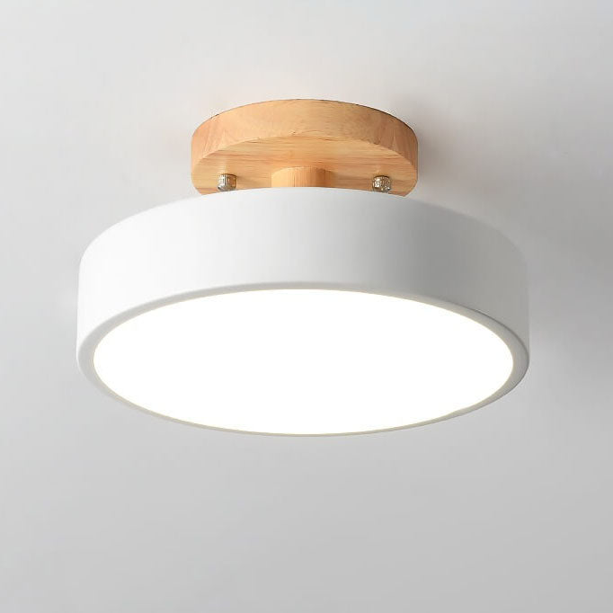 Modern Round Semi-Flush Mount LED Ceiling Light with Adjustable Color Temperature