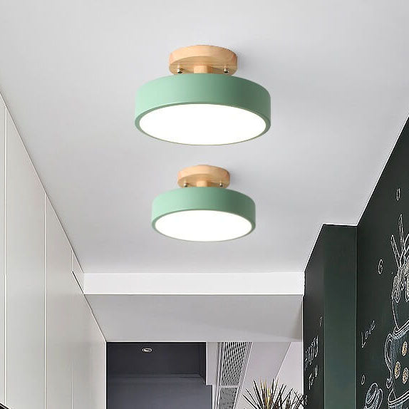 Modern Round Semi-Flush Mount LED Ceiling Light with Adjustable Color Temperature