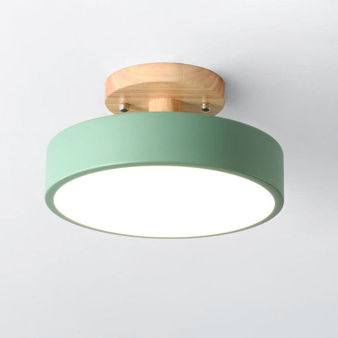 Modern Round Semi-Flush Mount LED Ceiling Light with Adjustable Color Temperature