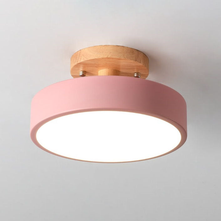 Modern Round Semi-Flush Mount LED Ceiling Light with Adjustable Color Temperature