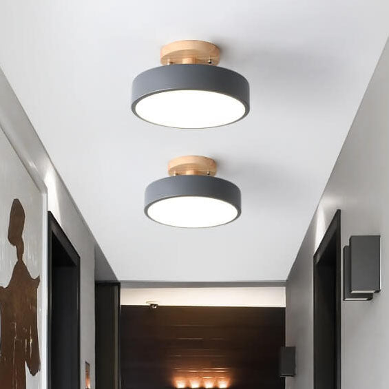 Modern Round Semi-Flush Mount LED Ceiling Light with Adjustable Color Temperature