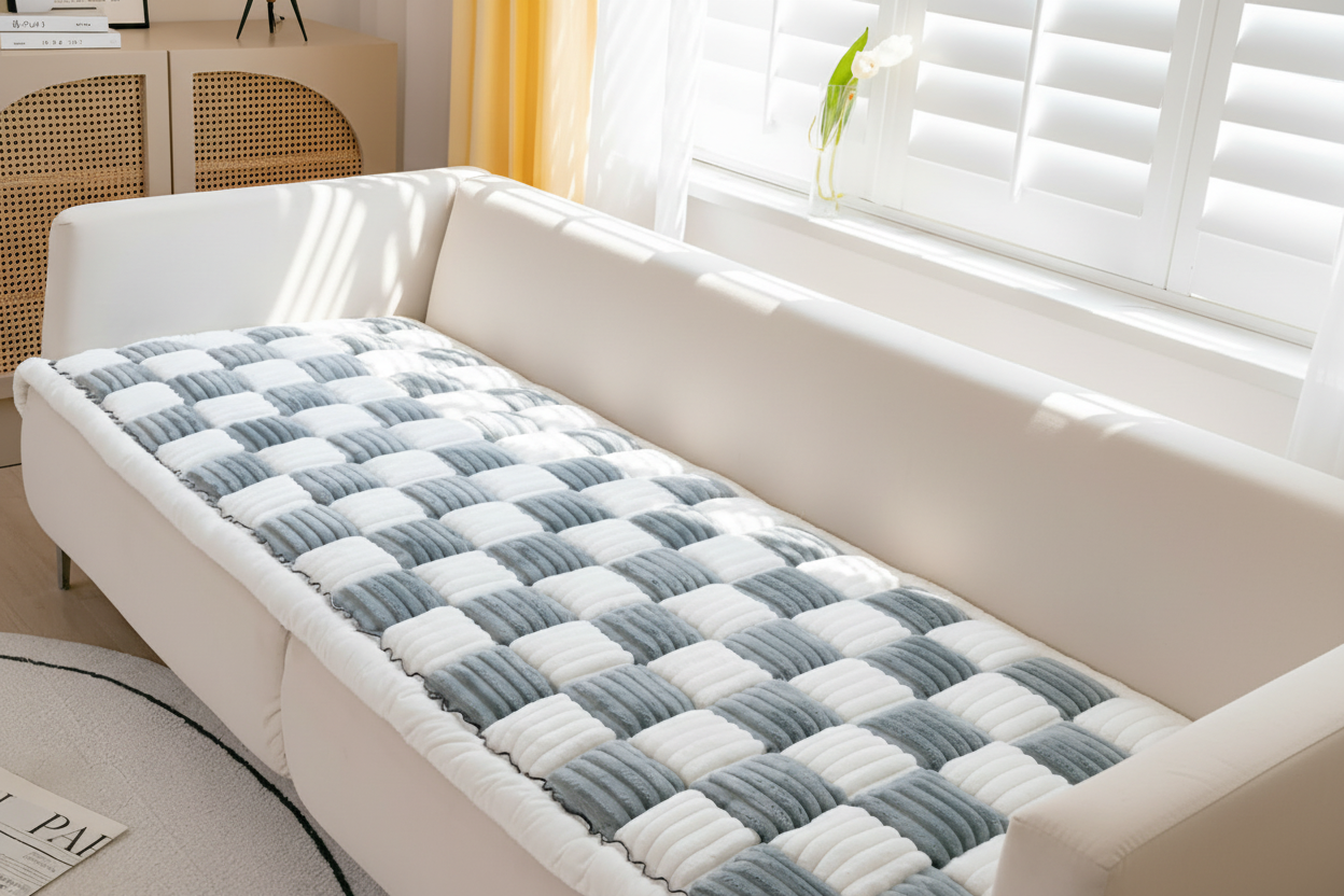 Non-Slip Checkered Plush Pet Mat