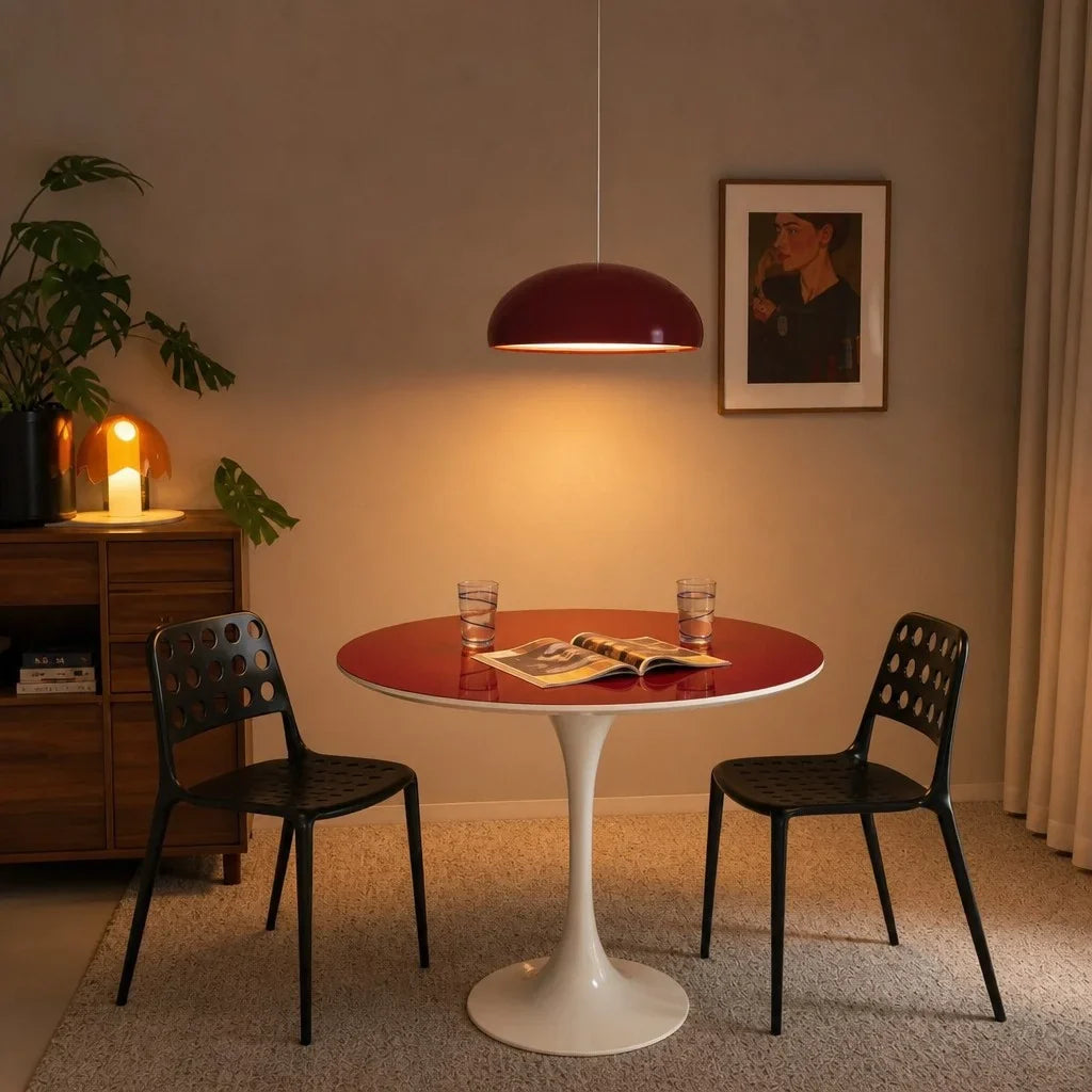 Nordic Colorful Metal Bowl Pendant Light with LED Lighting for Modern Interiors