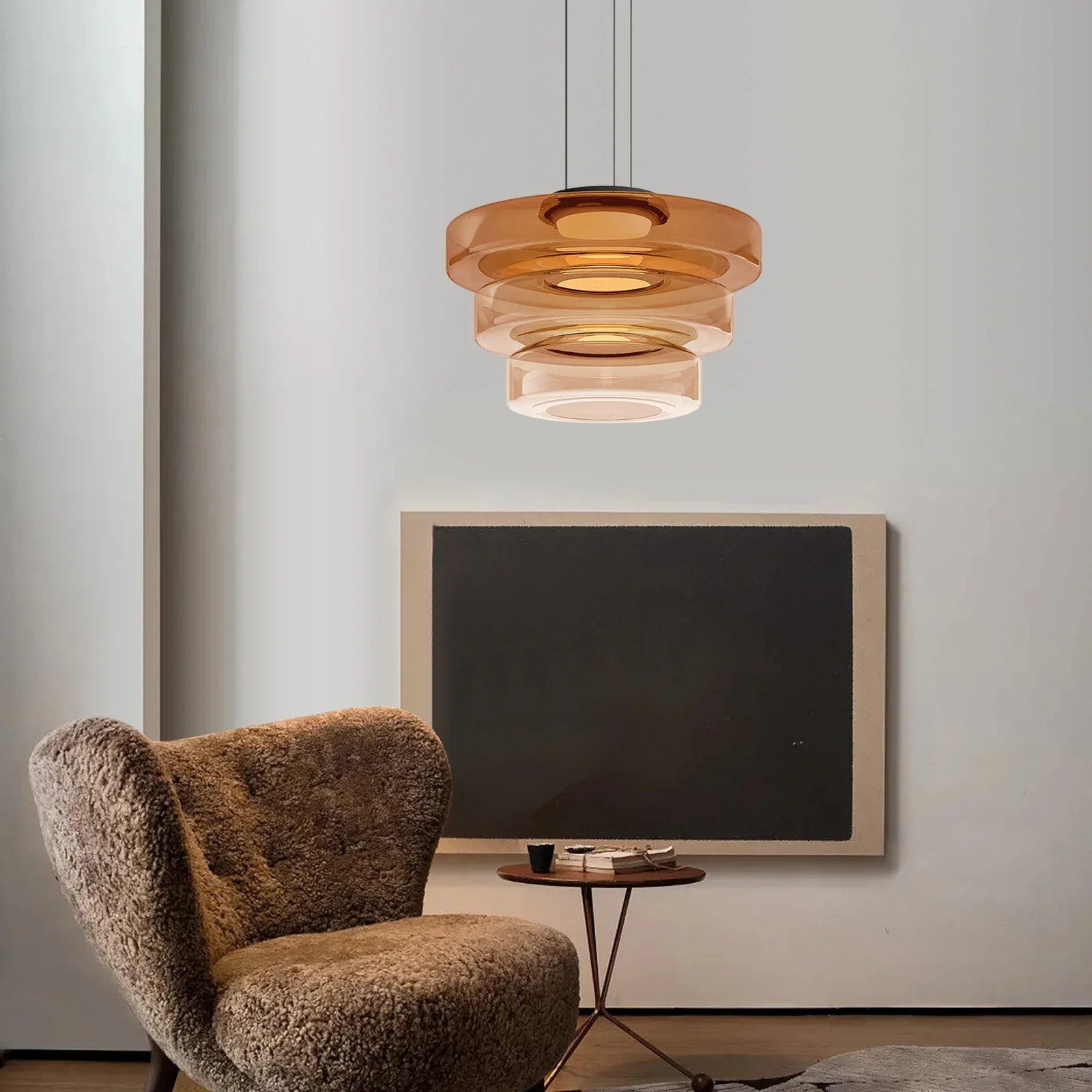 Nordic Creative Glass Pendant Light with Multi-Layer Disc Shade, Modern Macaron Design for Kitchen Island