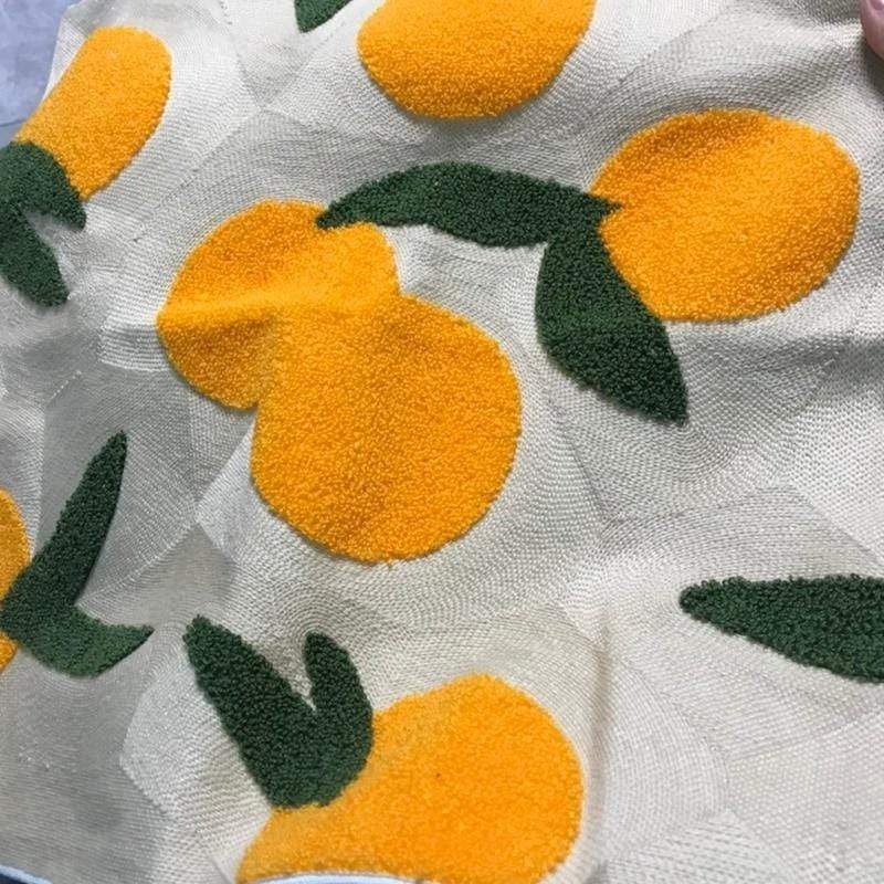 Orange Embroidered Cotton Cushion Cover