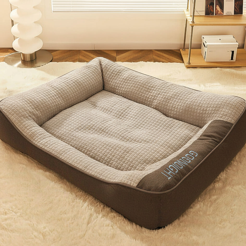 Dog Bed with Raised Headrest