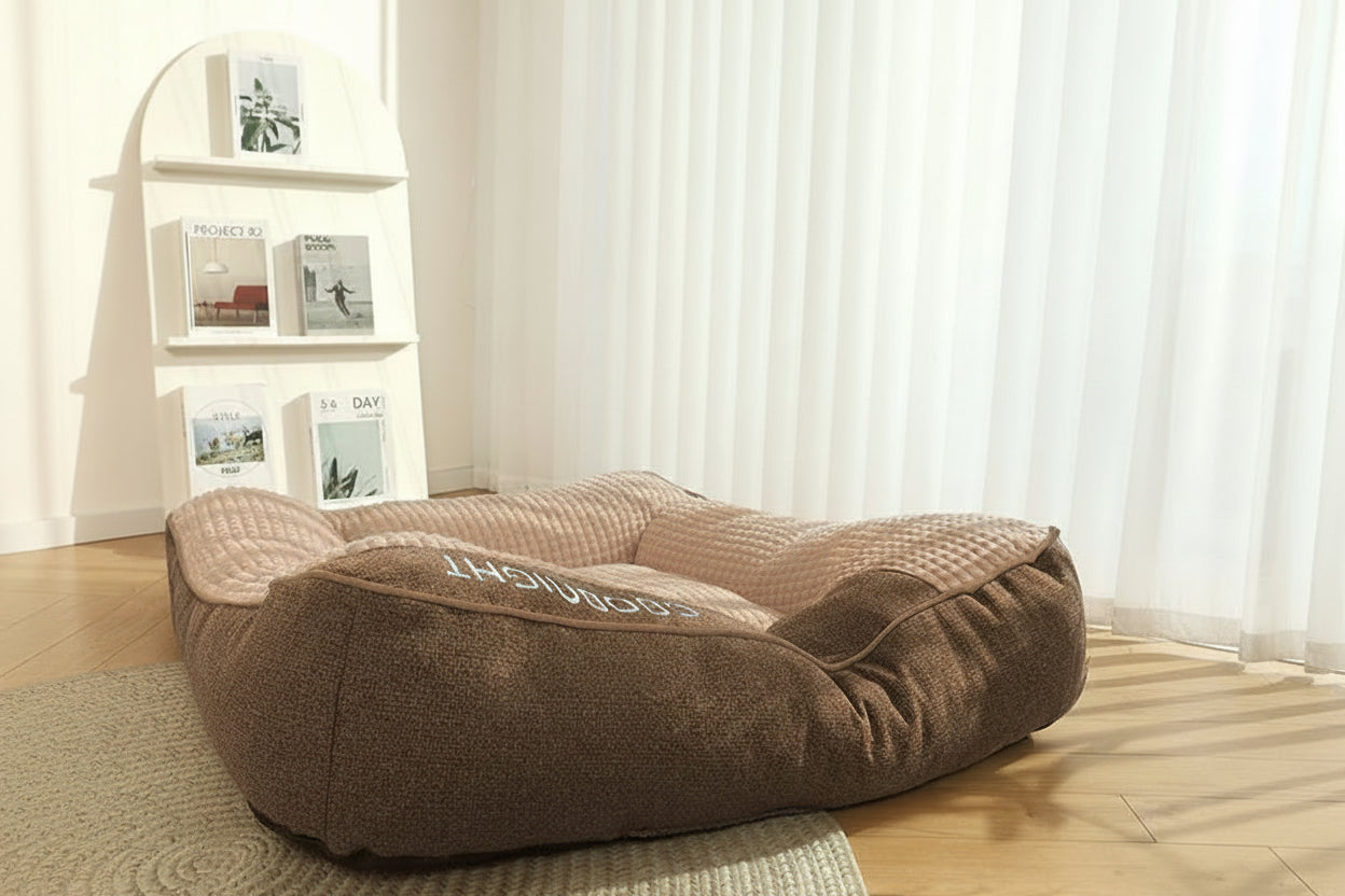 Dog Bed with Raised Headrest