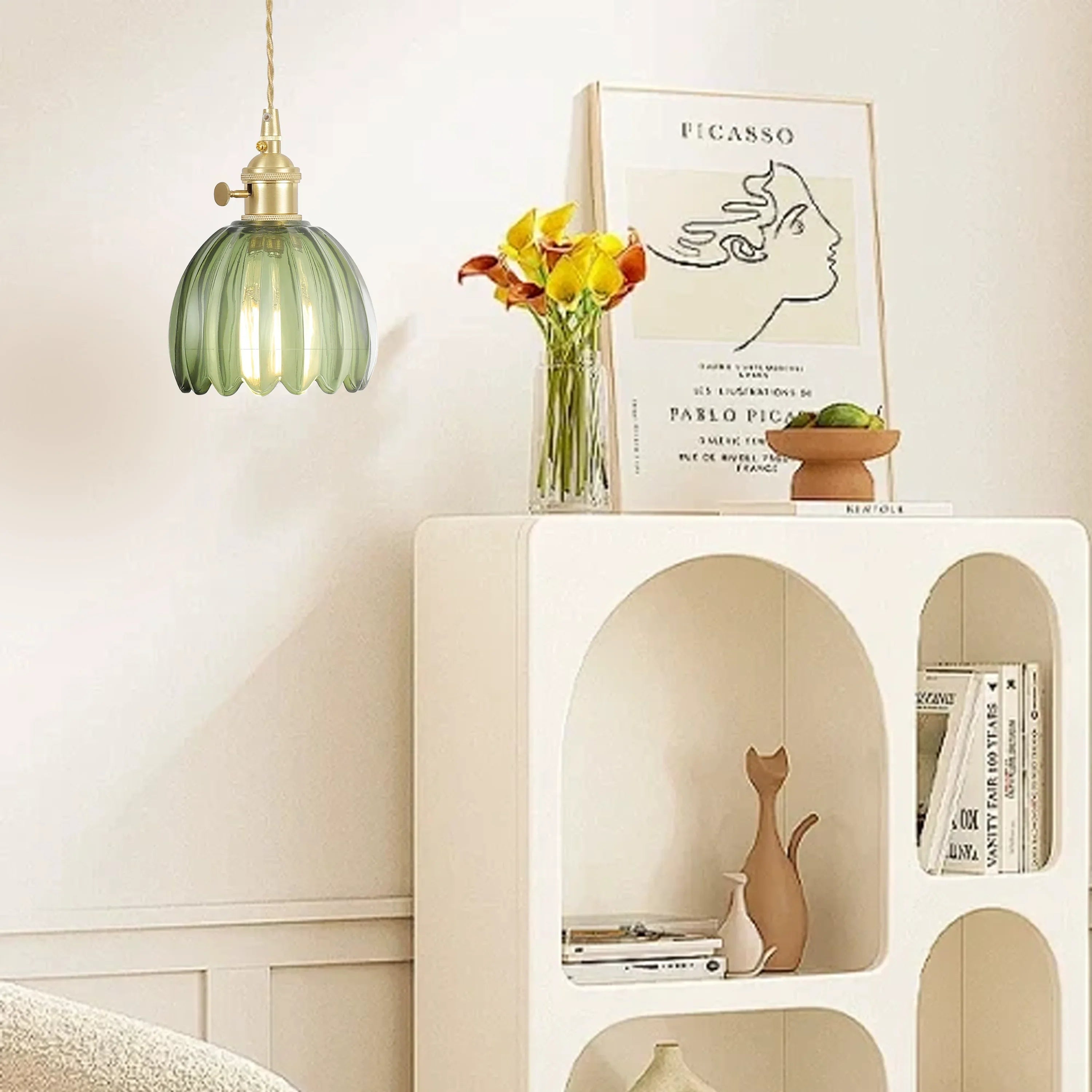 Petite Glass Flower Pendant Light with Elegant Petal Design