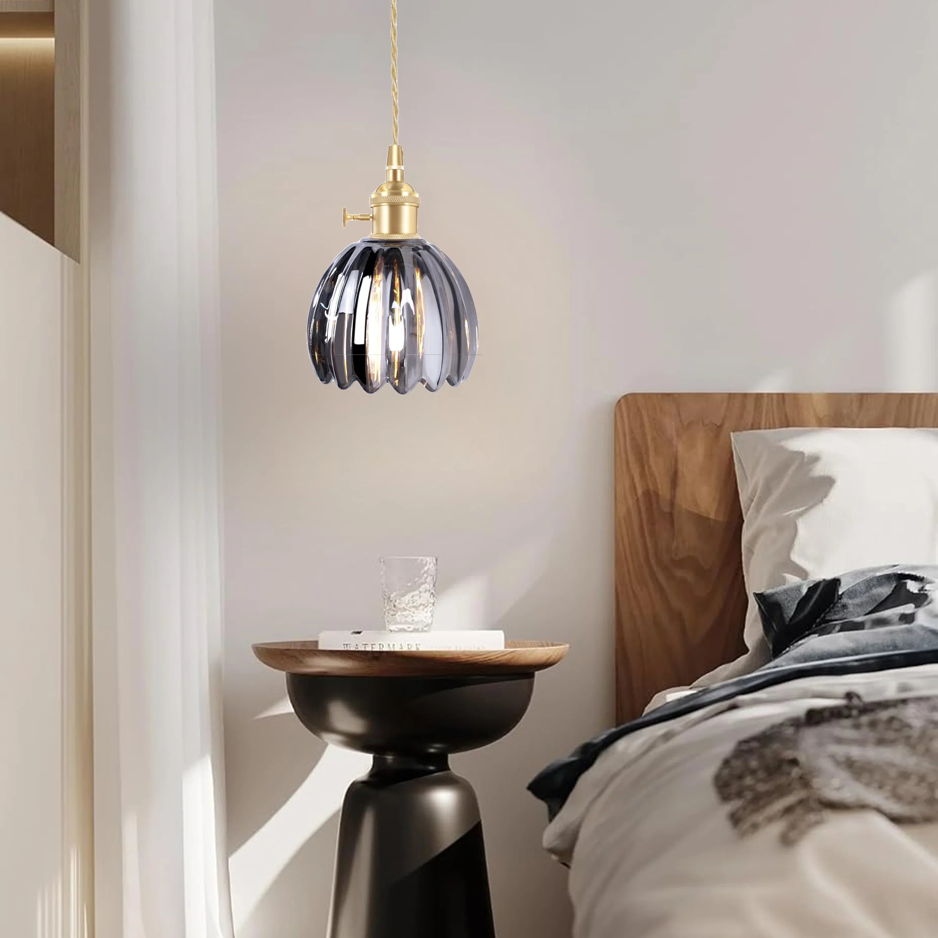 Petite Glass Flower Pendant Light with Elegant Petal Design