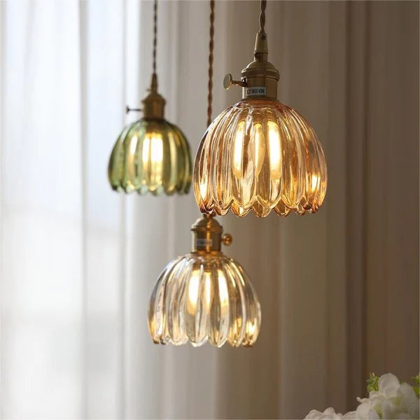 Petite Glass Flower Pendant Light with Elegant Petal Design
