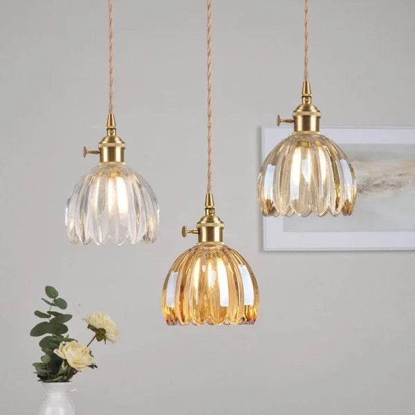 Petite Glass Flower Pendant Light with Elegant Petal Design