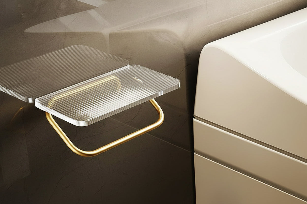 Wall-Mounted Metal Toilet Roll Holder with Integrated Storage Shelf
