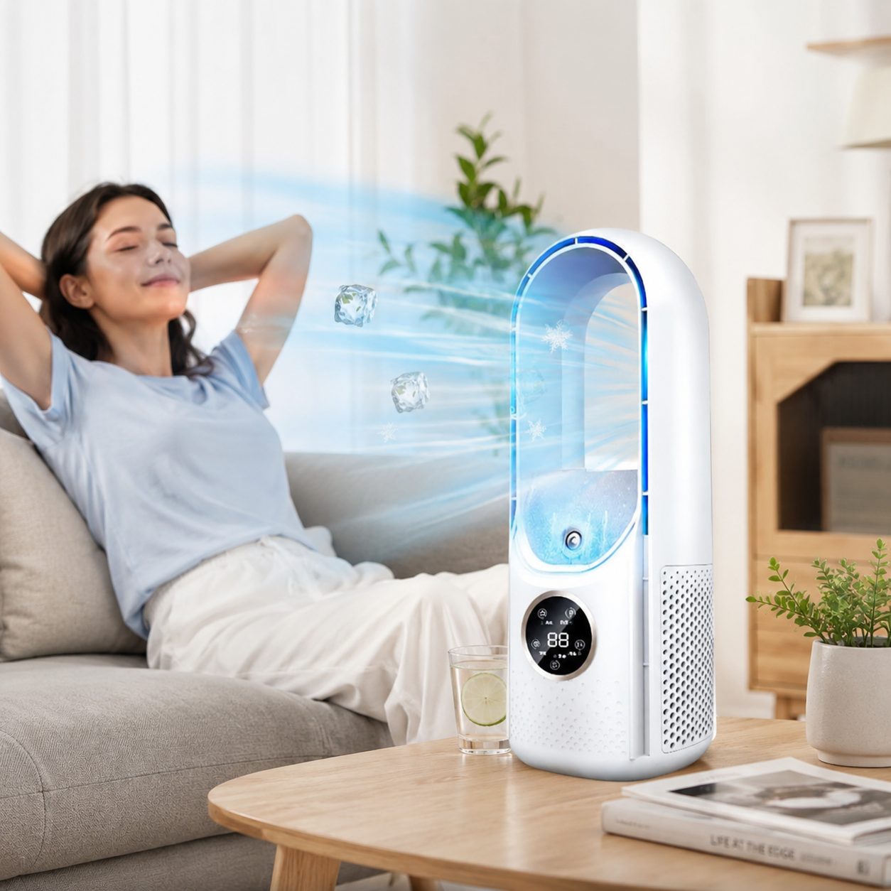 Portable Bladeless Mini Desk Fan with Quiet Night Mode and LED Display