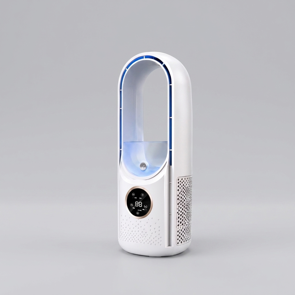 Portable Bladeless Mini Desk Fan with Quiet Night Mode and LED Display