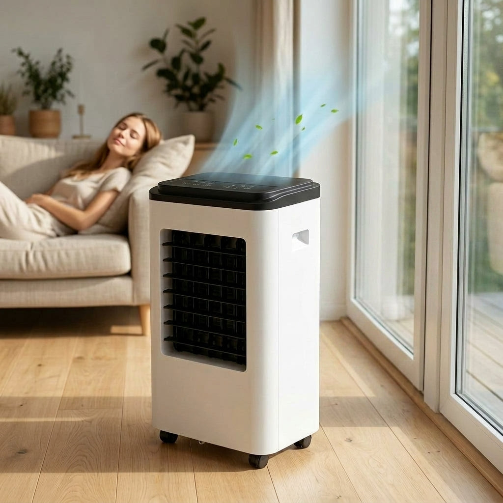 Portable Indoor Air Cooler with Remote Control, Cooling and Fan Modes