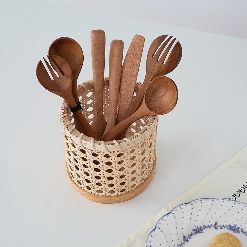 Rattan Cutlery Organiser for Kitchen Drawers and Dining Storage