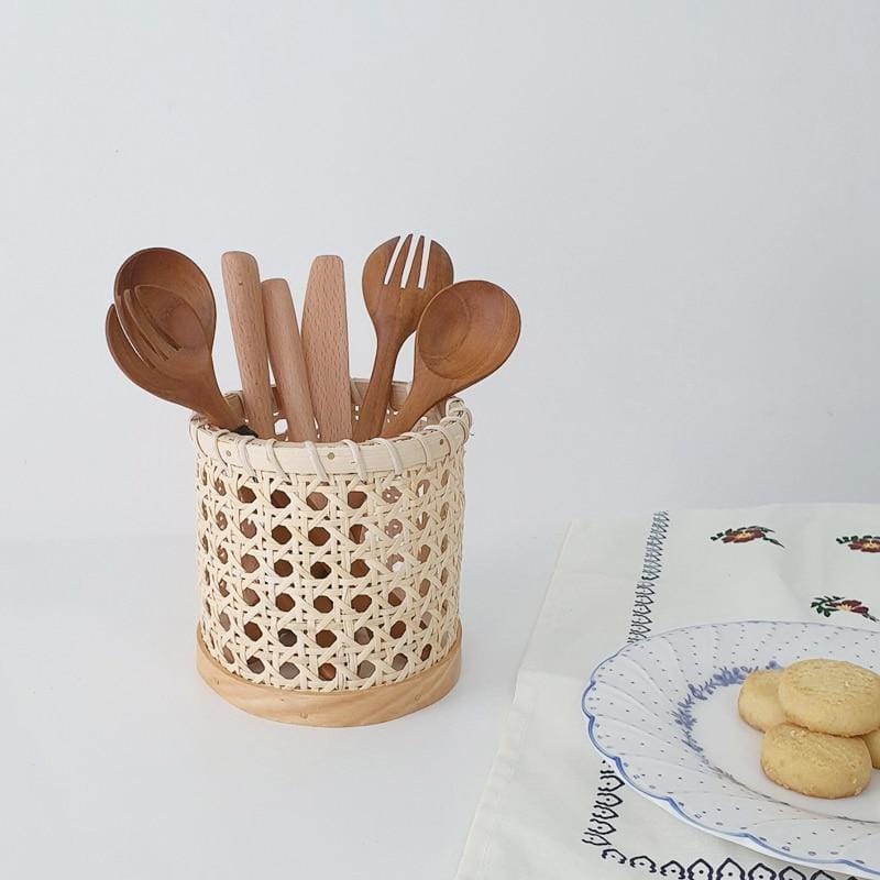 Rattan Cutlery Organiser for Kitchen Drawers and Dining Storage