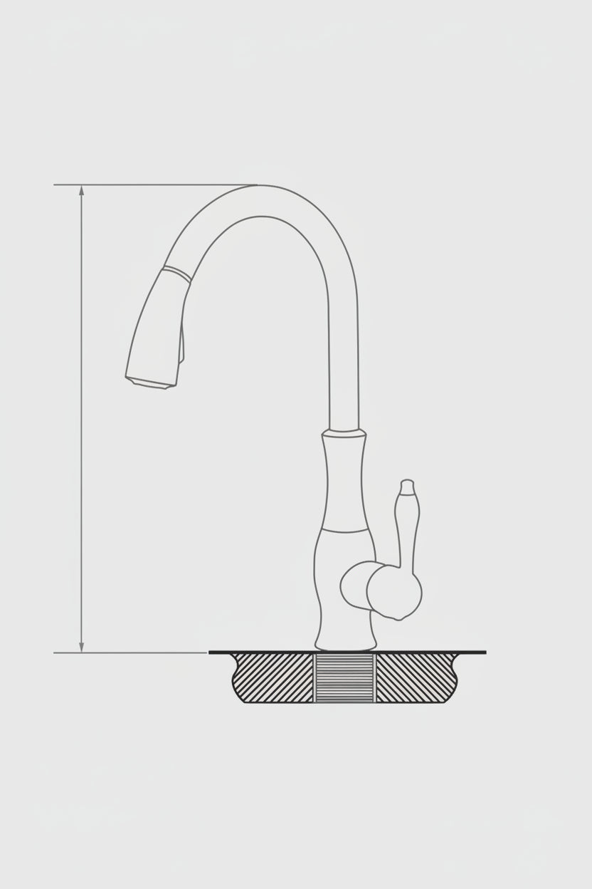 Retractable Kitchen Faucet with Pull-Out Spray Head and Single Handle