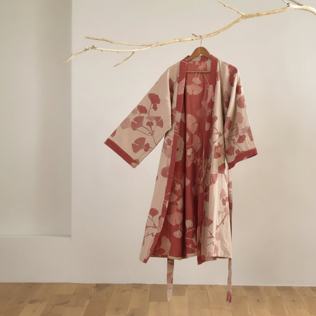 Reversible Cotton Kimono Bathrobe