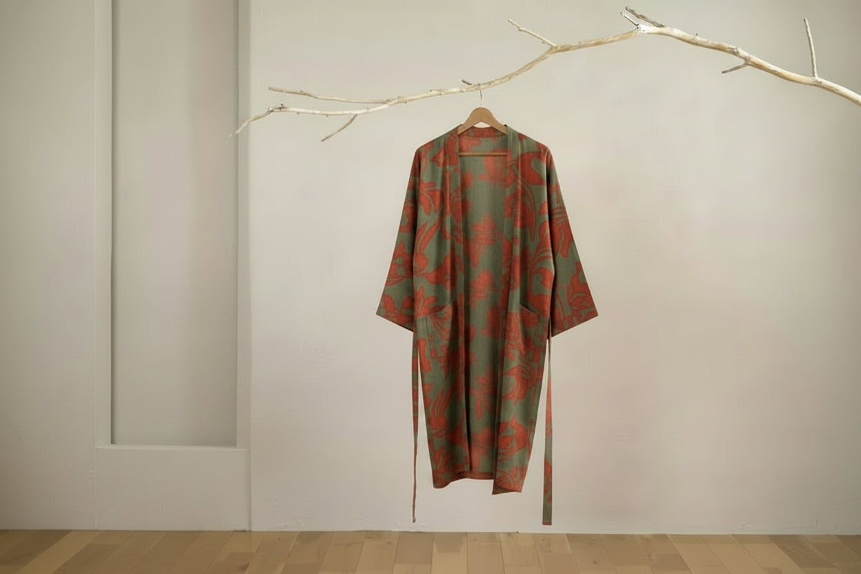 Reversible Cotton Kimono Bathrobe