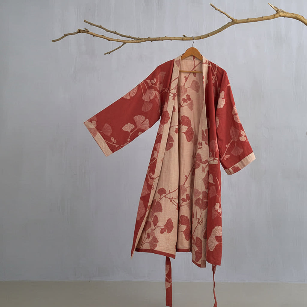 Reversible Cotton Kimono Bathrobe